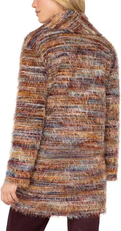 Open Front Multi Feather Knit Cardigan