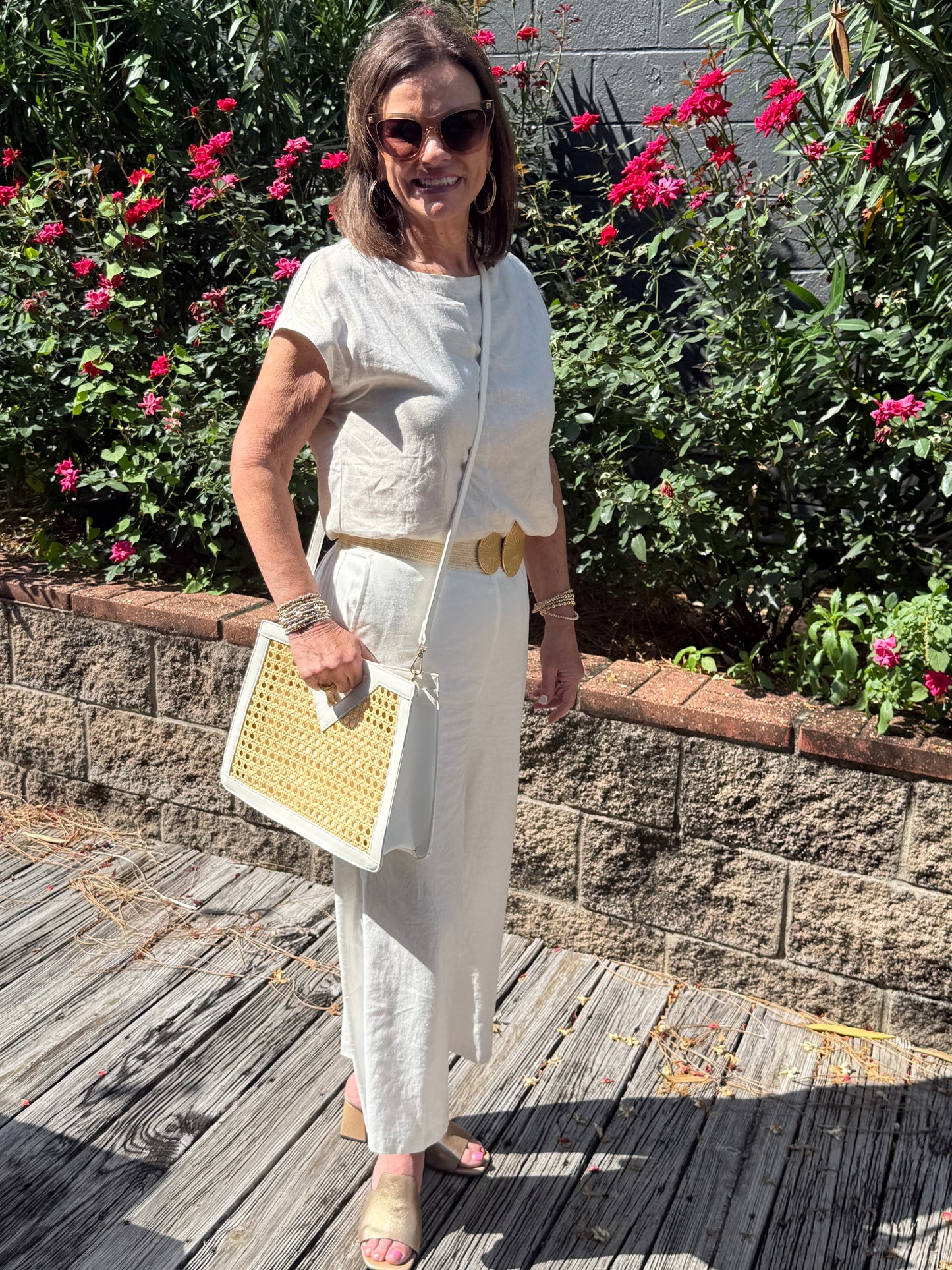 Cap sleeve front tie top/ champagne
