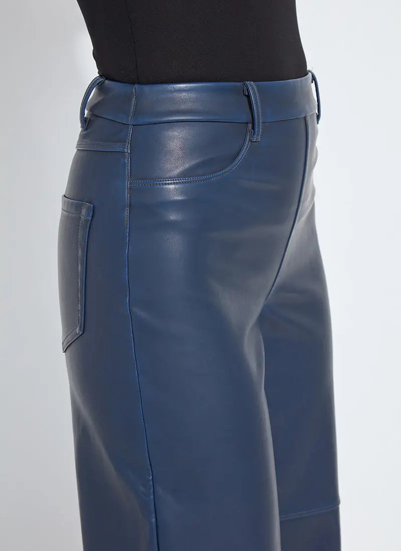 Cortina Hi Waist Wide leg vegan leather / deep blue