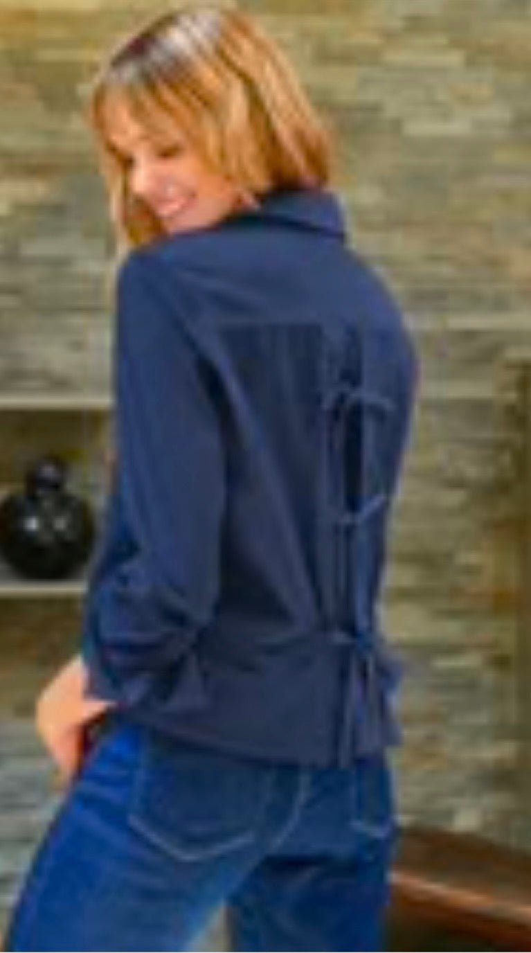 Eugenie Shirt solid silky poplin/ Navy