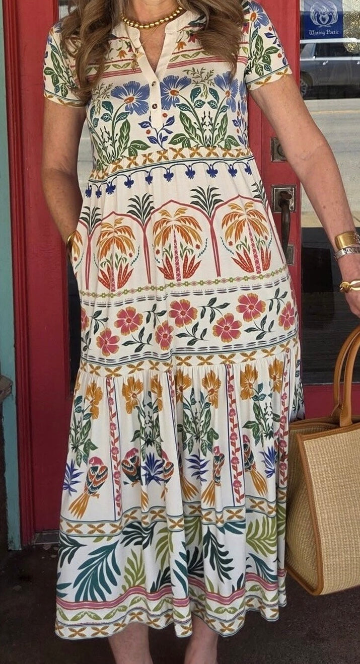 Janie Favorite tiered Henley knit dress / Solle