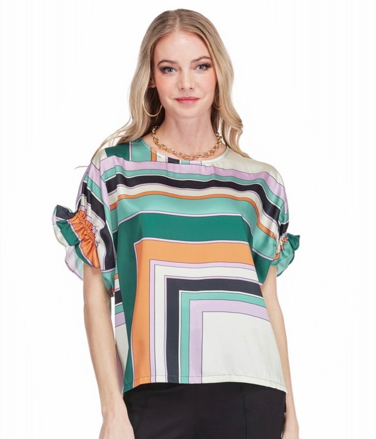 Shirred Sleeve Top / colorway