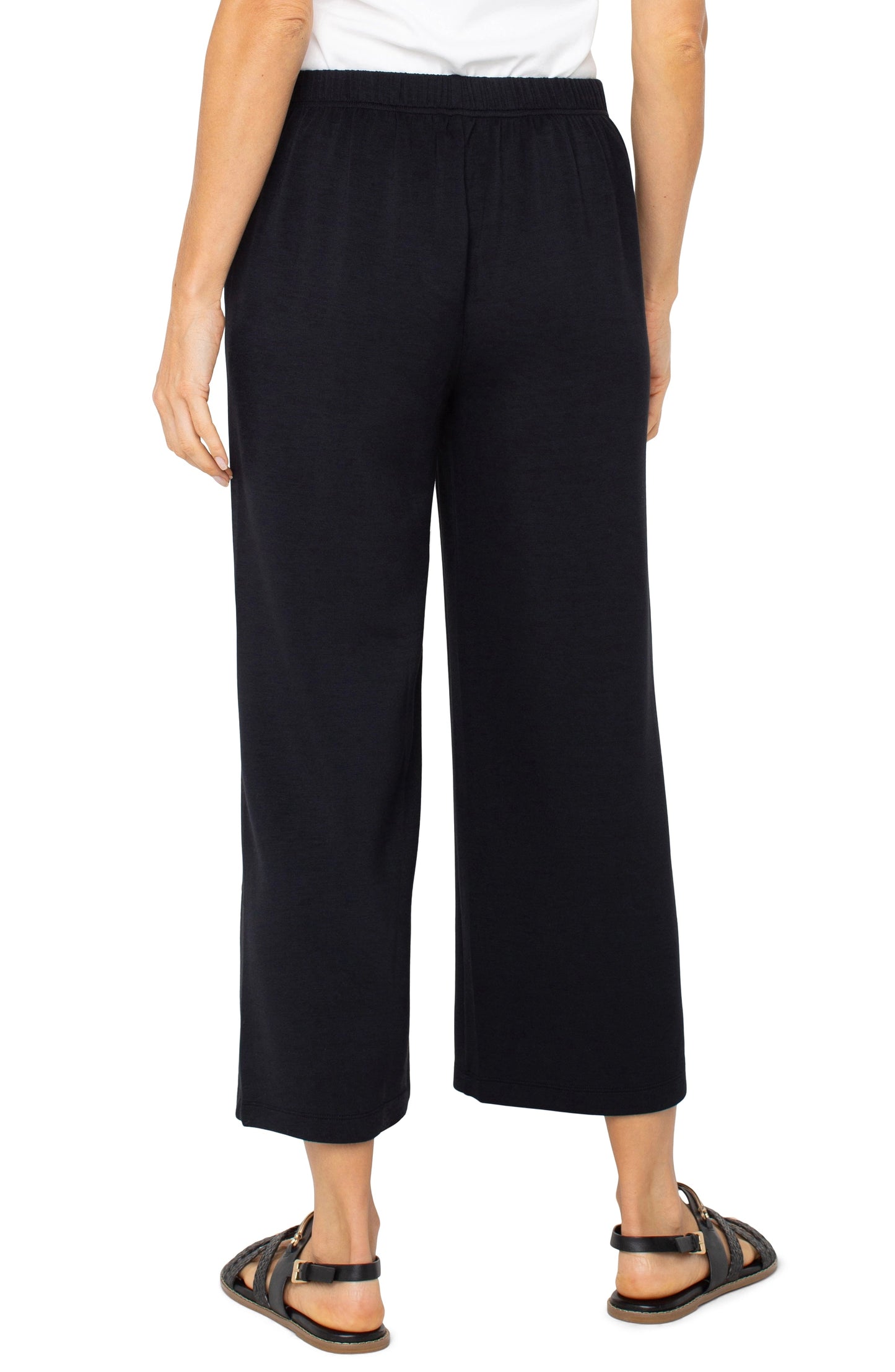 Pull on Wide Leg Crop/ cloud 9 black