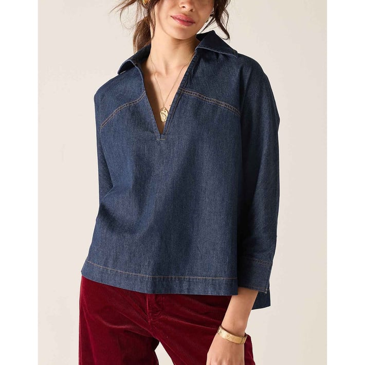 Helen popover Top/ Rinse Chambray