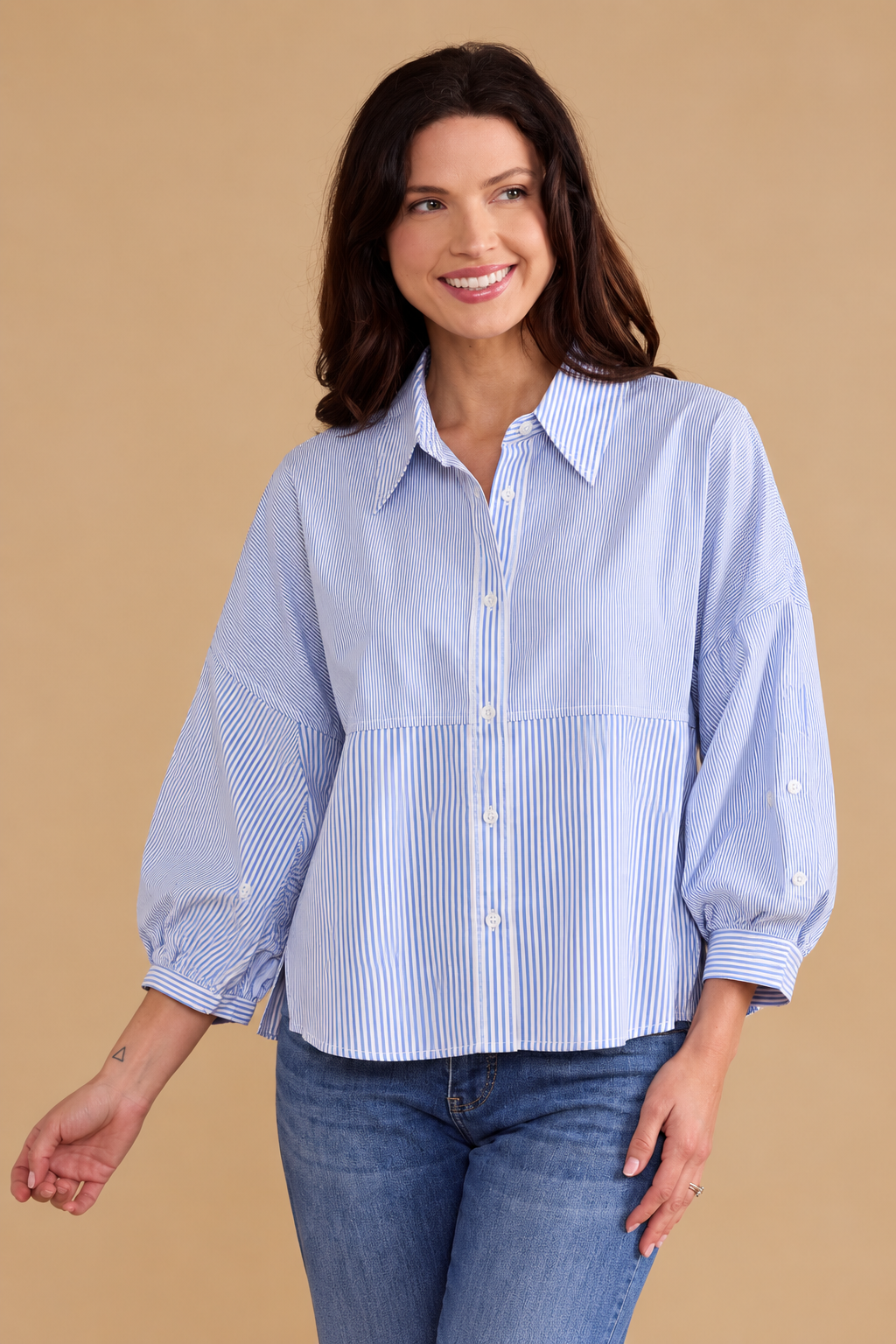 Blue and White Stripe Blouse