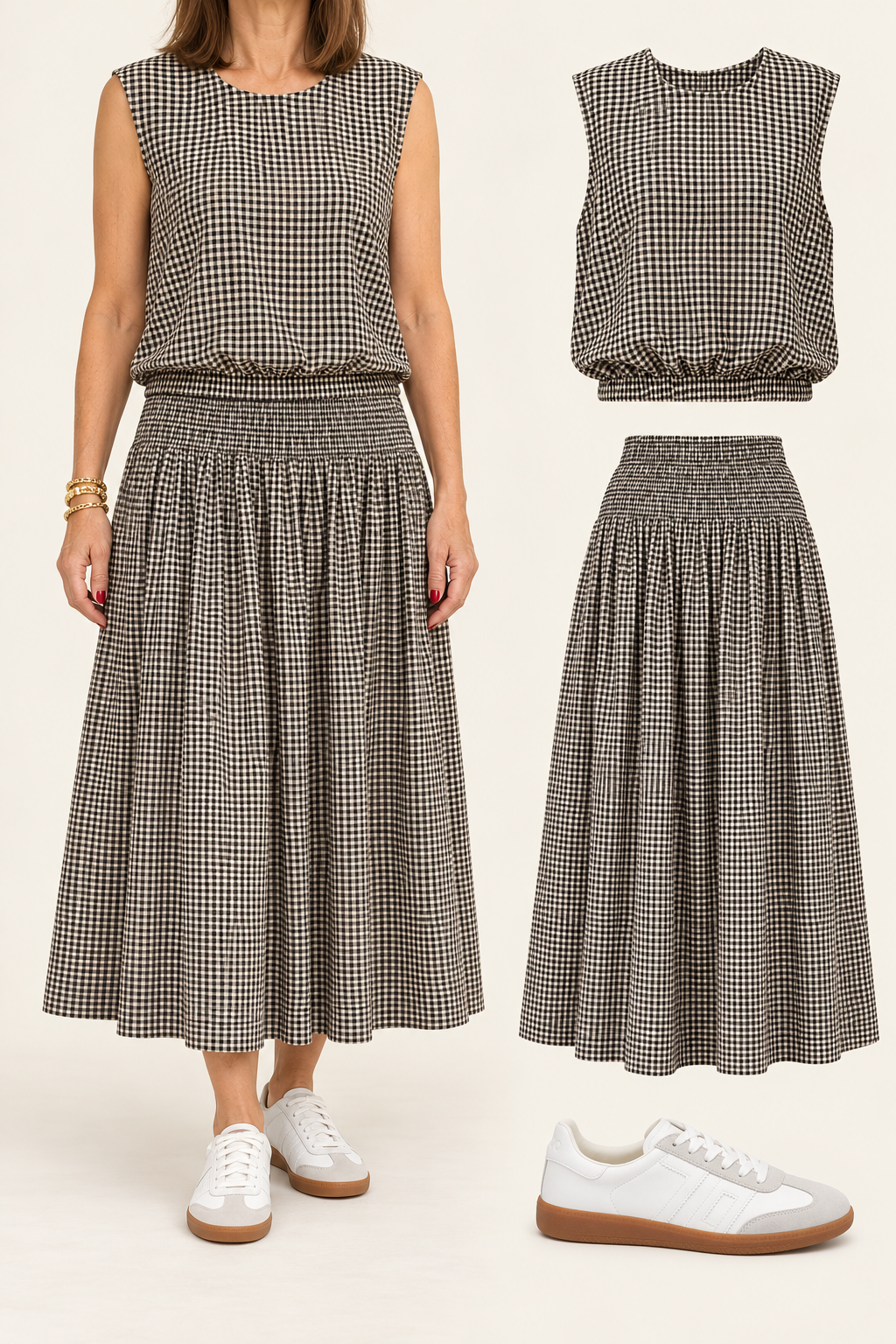 Merit Gingham top/ black