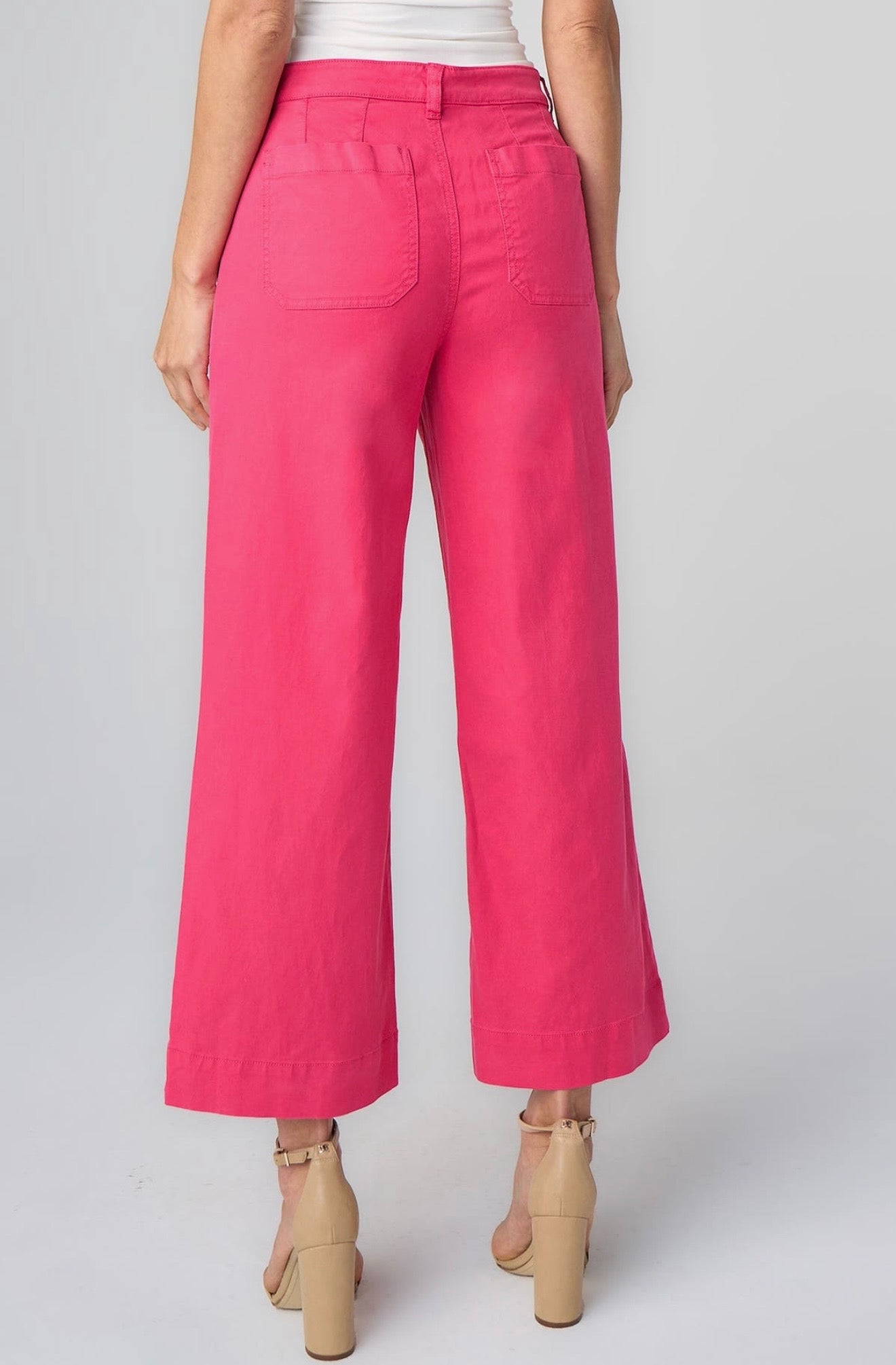 Crop wide leg with patch pockets/ Diva Pink