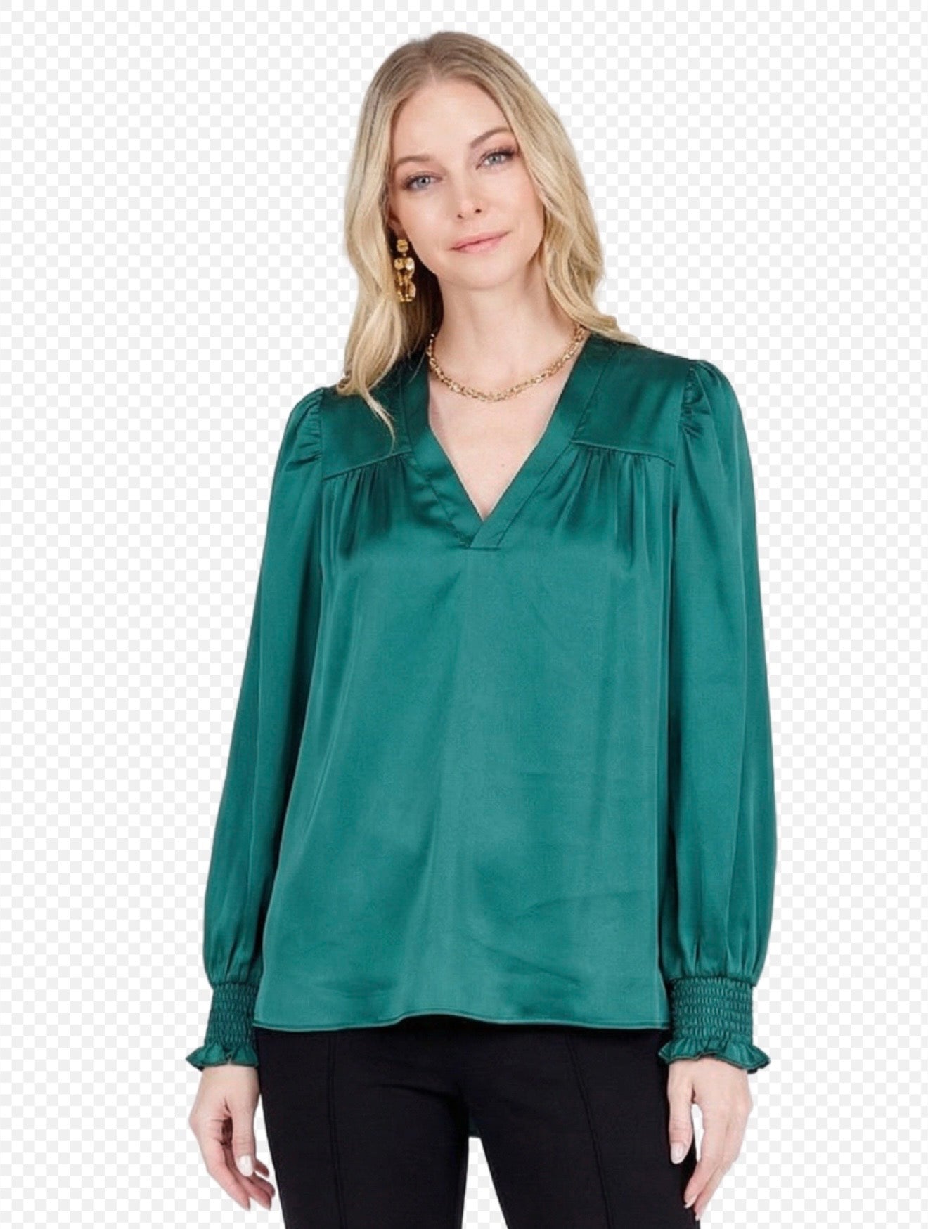 V-Neck Blouse / teal