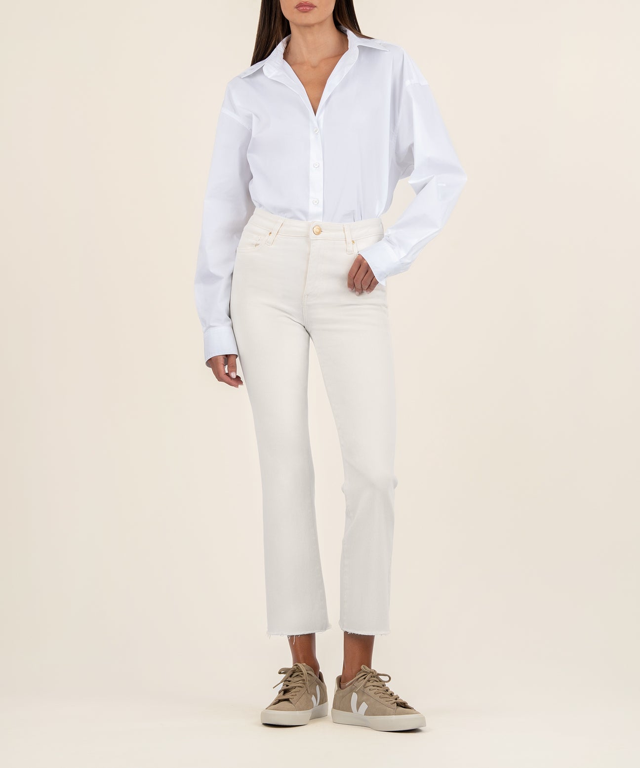 Kelsey high rise ankle flare/ ecru