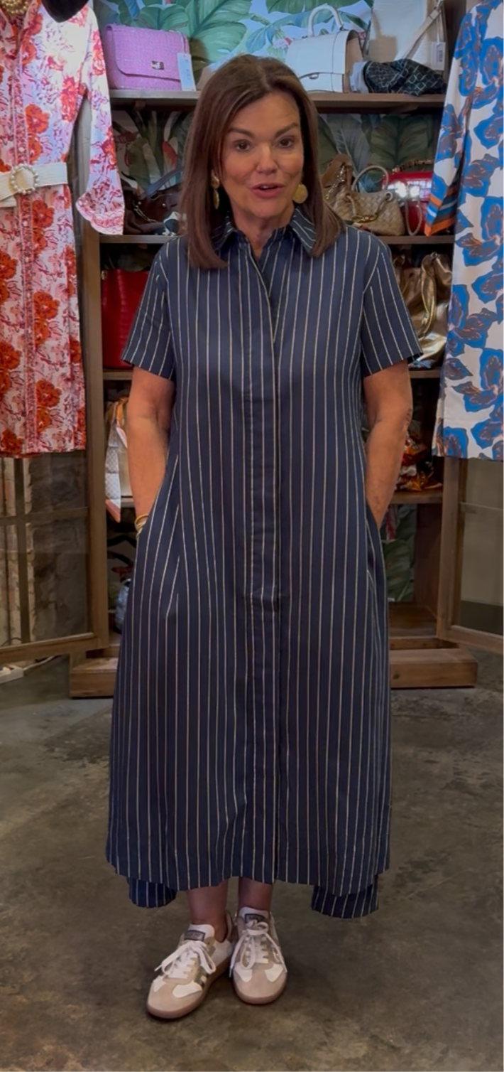 Millie Dress Long / navy stripe