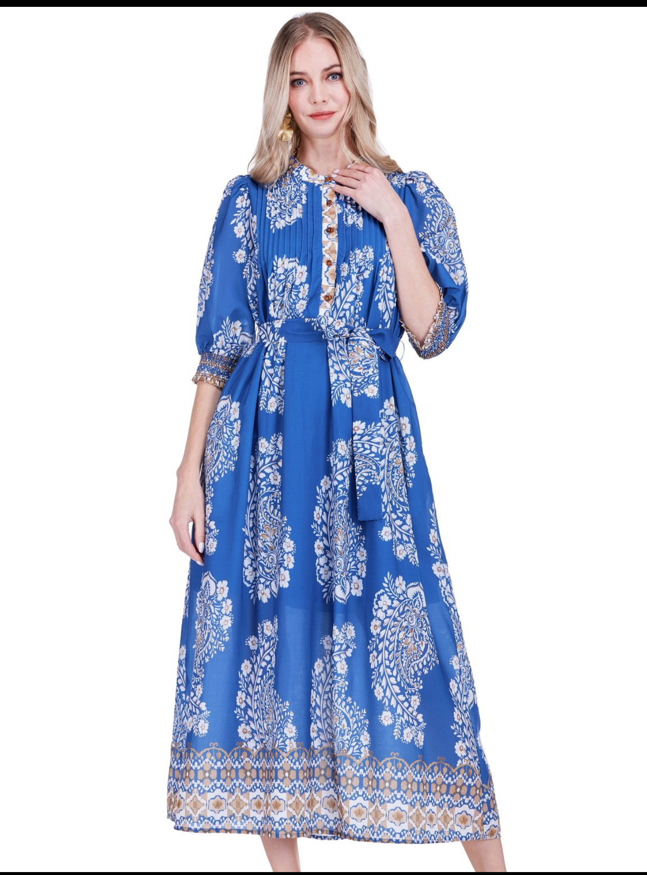 Pin Tuck Maxi/ Indigo Oasis