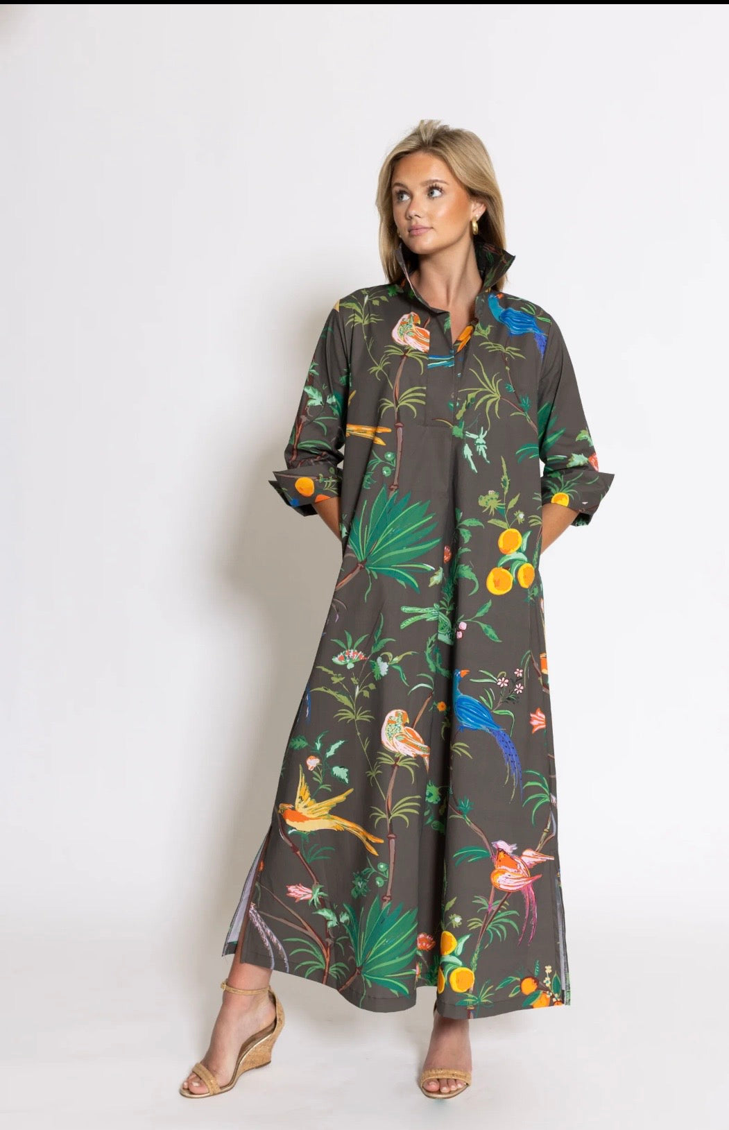 Ruthie Shirt Dress long / Feather Frolic