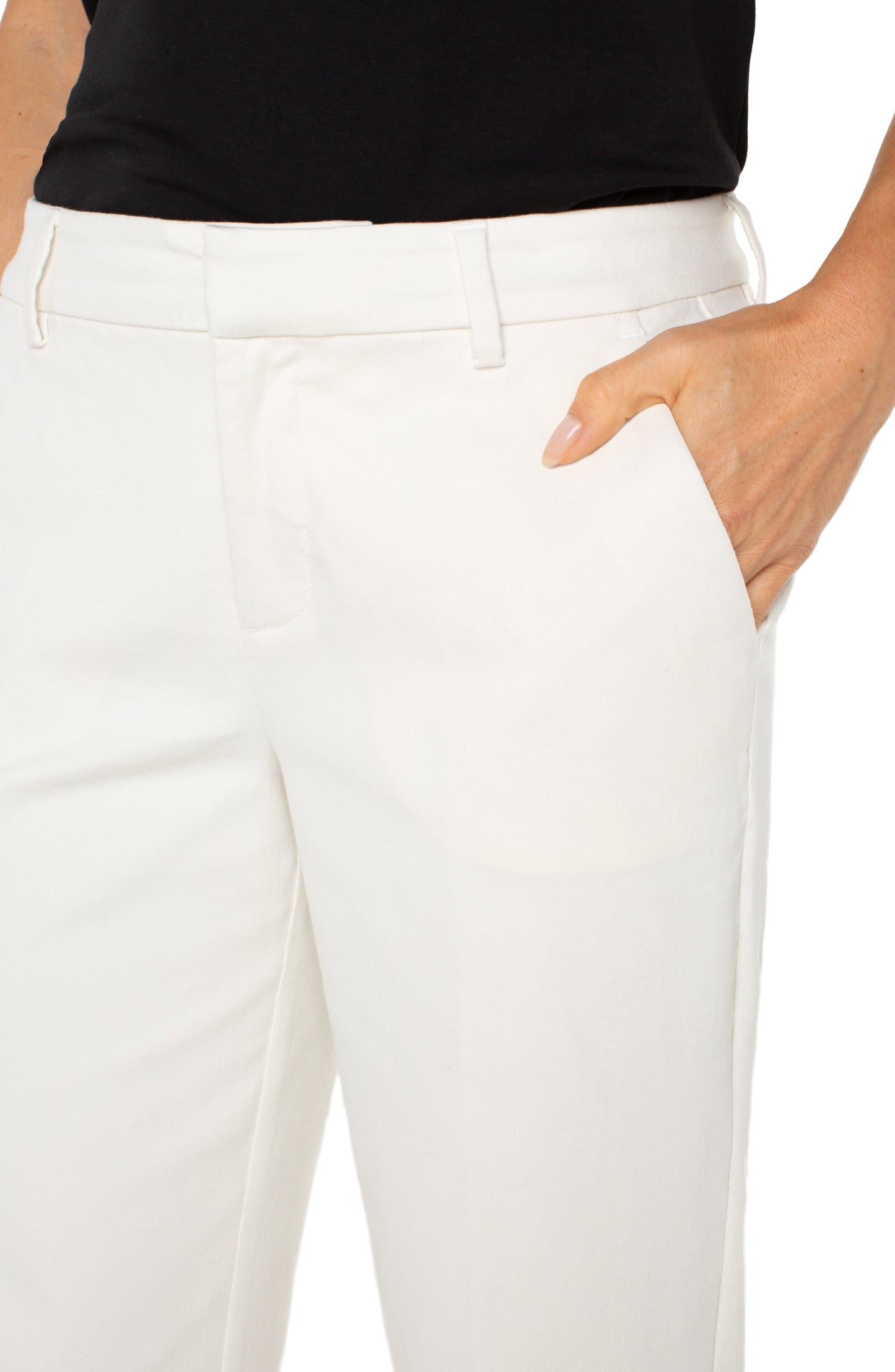 Kelsey trouser with slit/ whipped cream
