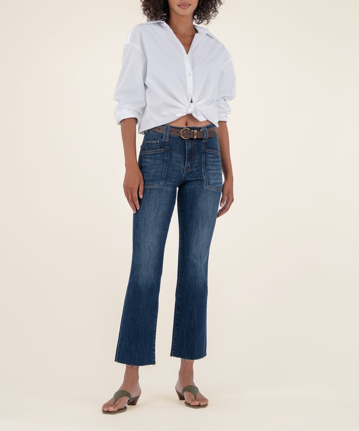 Kelsey High Rise Flare with front pocket/ precocious