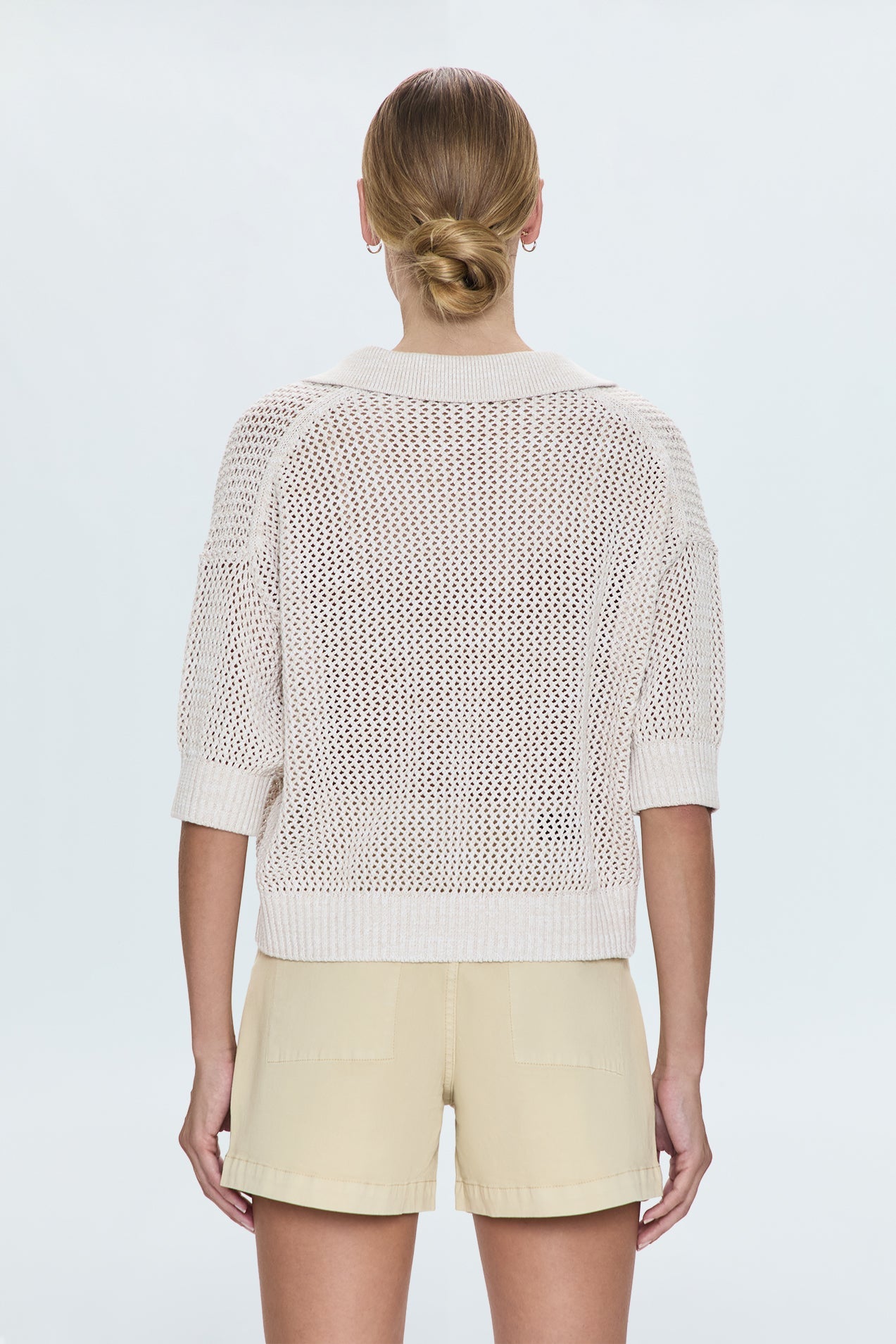 Emma Open Knit Polo/ Dove Marl