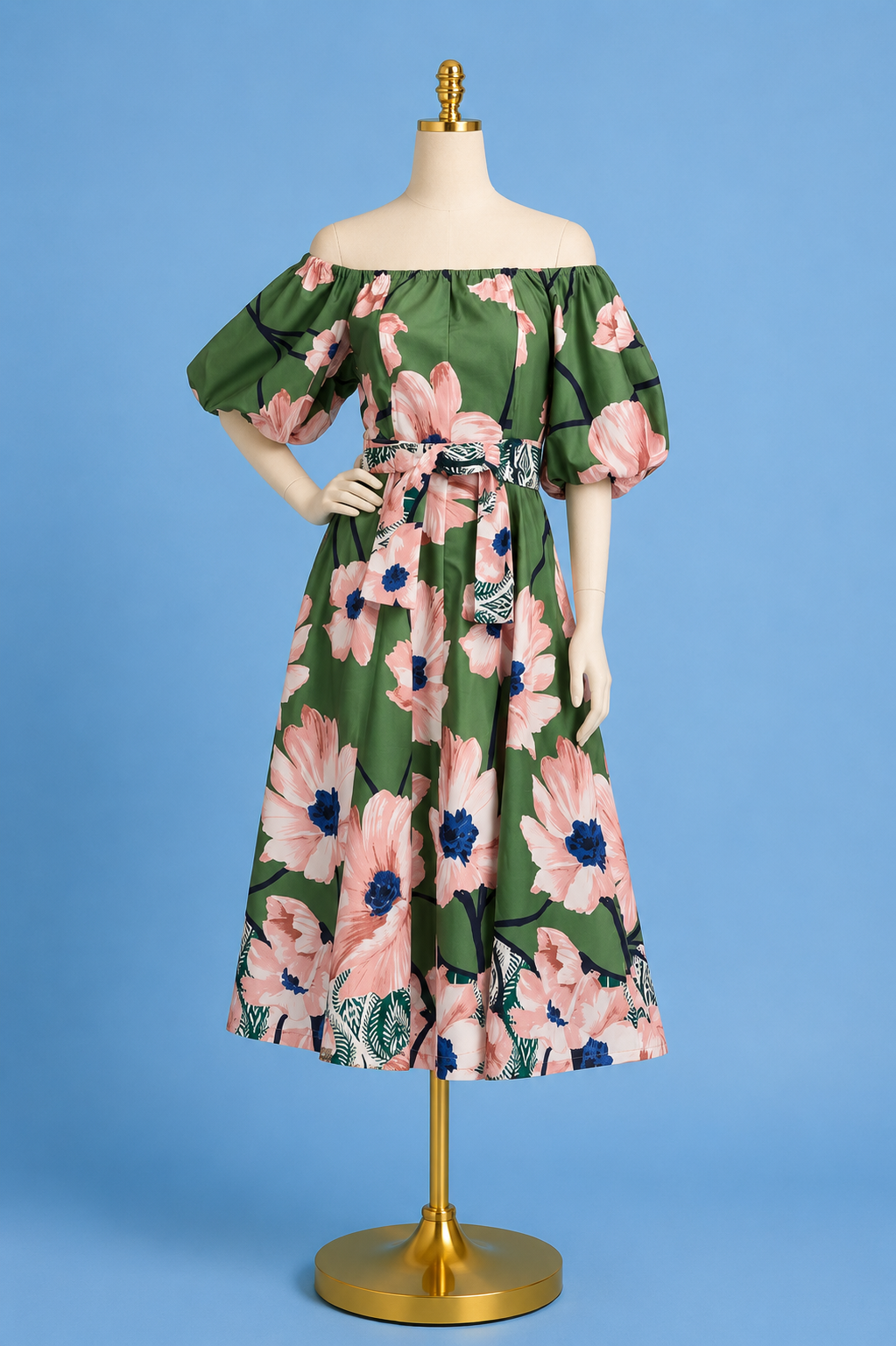 Midi Dress/ Olive Bloom