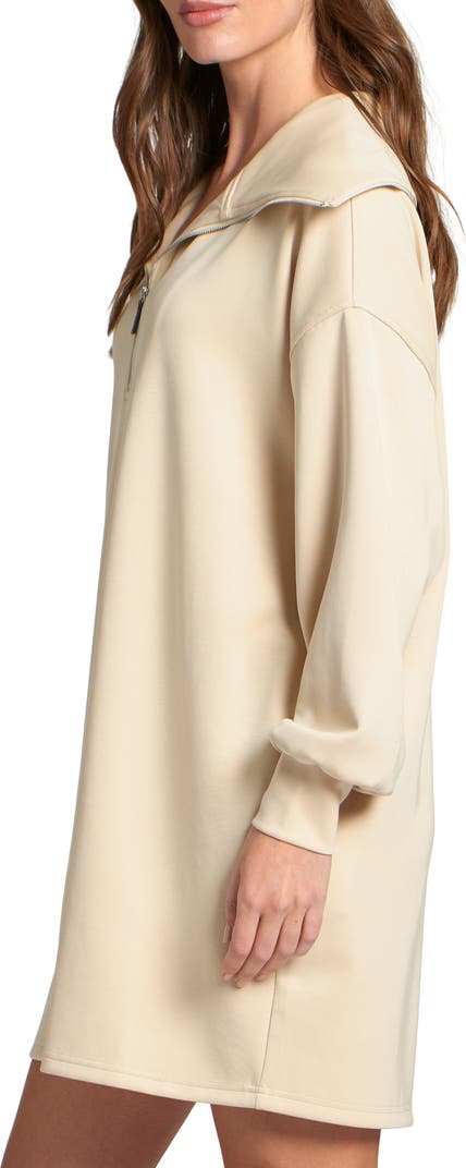 Half Zip Sweatshirt dress/ tan