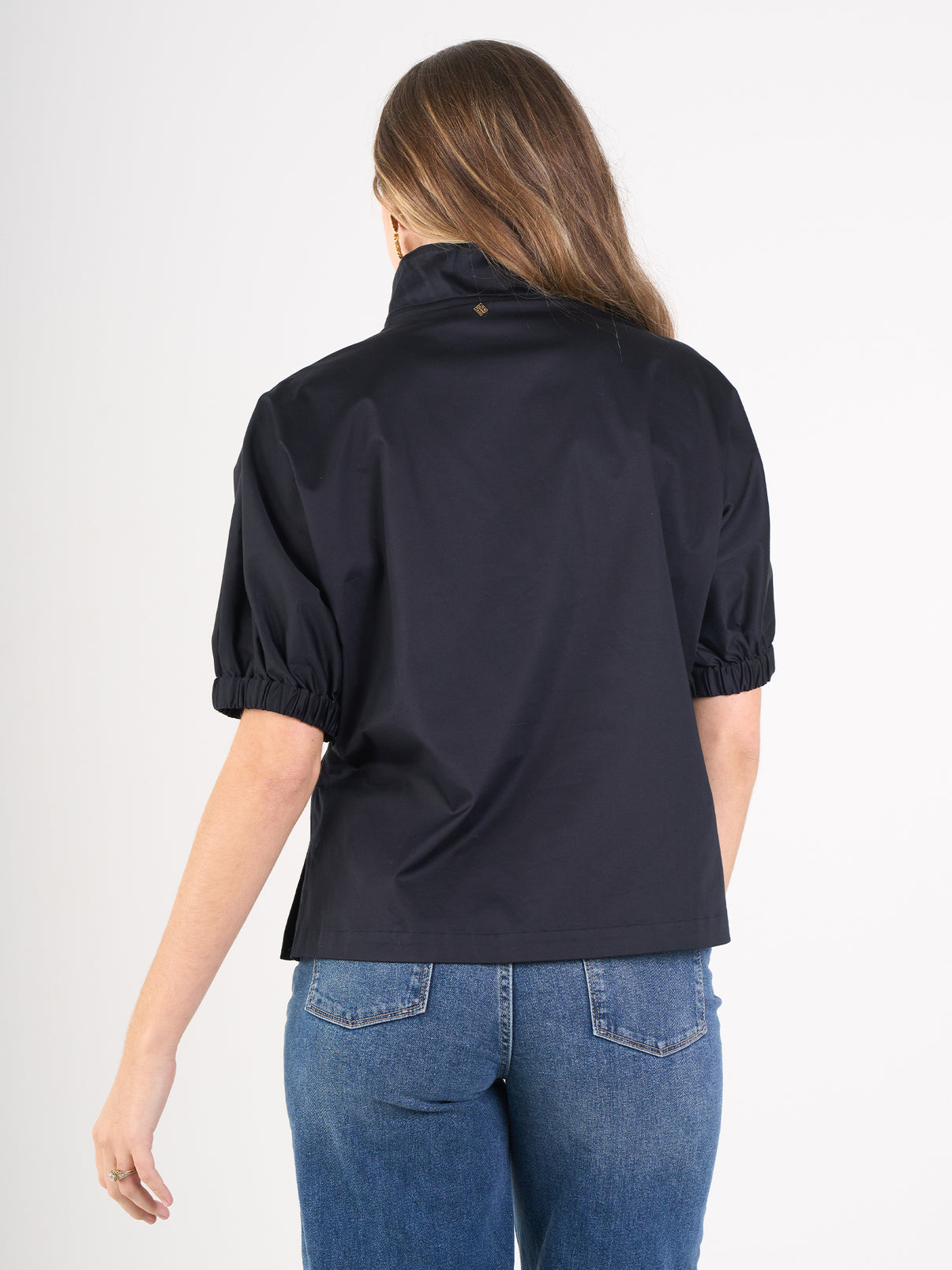 Poppy Top/ black cotton poplin