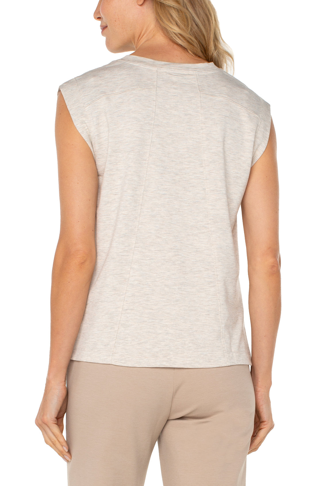 sleeveless crew neck top/ oatmeal