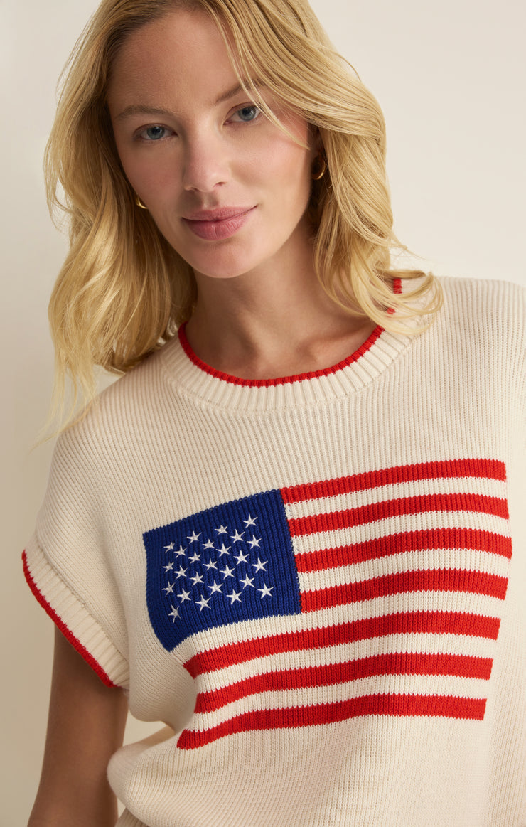 Sleeveless Patriot Sweater Cloud