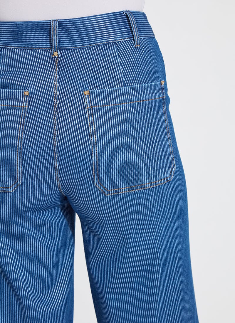Erin Hi Waist wide leg denim/ mid wash sheen