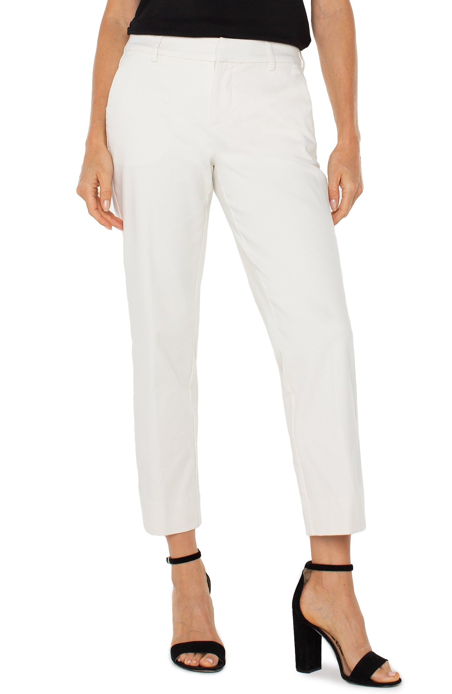 Kelsey trouser with slit/ whipped cream