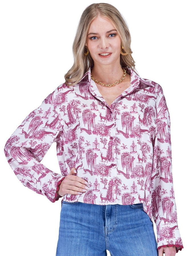 Maroon Parisian Garden Blouse