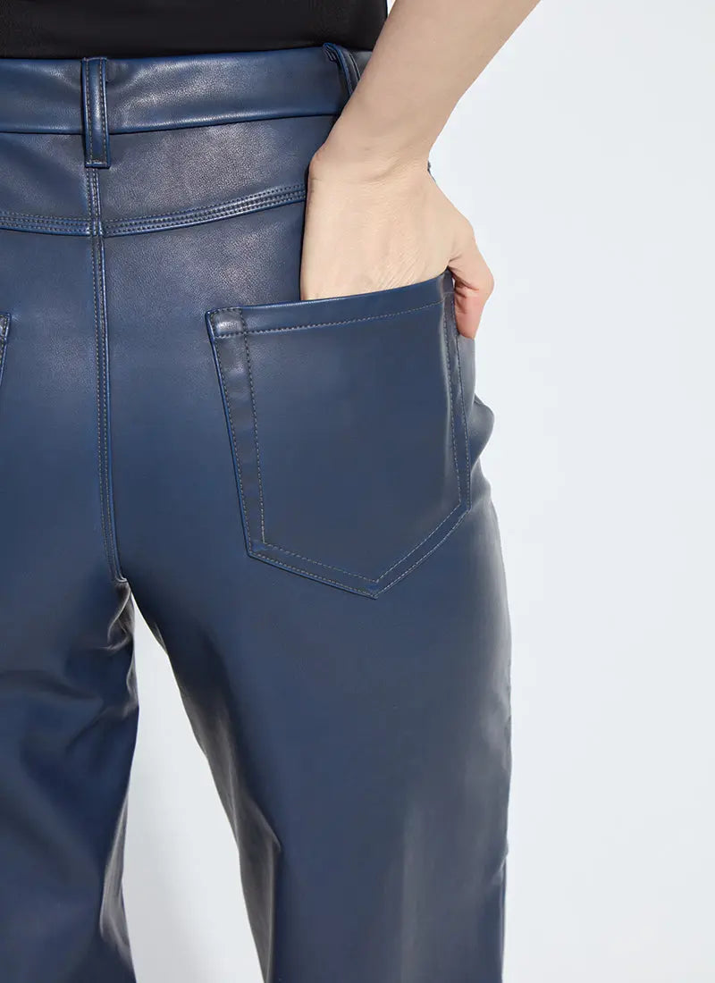 Cortina Hi Waist Wide leg vegan leather / deep blue