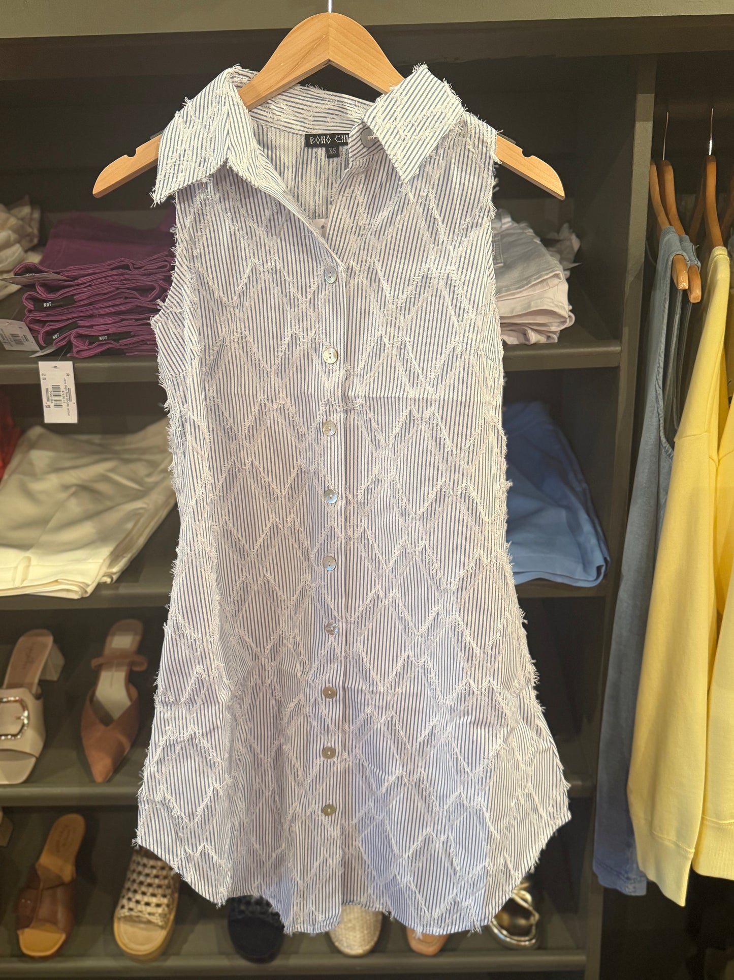 Eyelash Dress/ Blue white