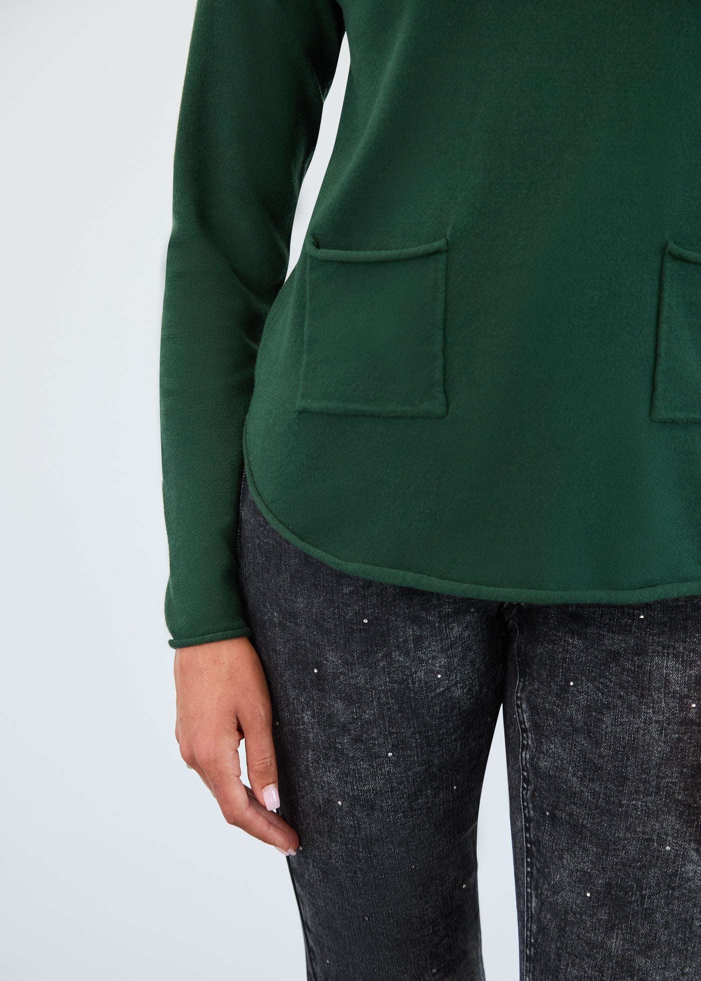 Cowl neck sweater/ Dark spruce