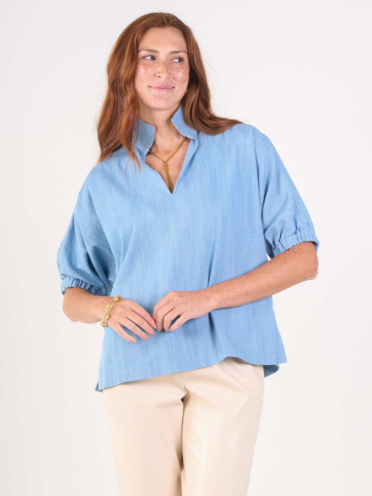 Poppy Top/ Denim Chambray