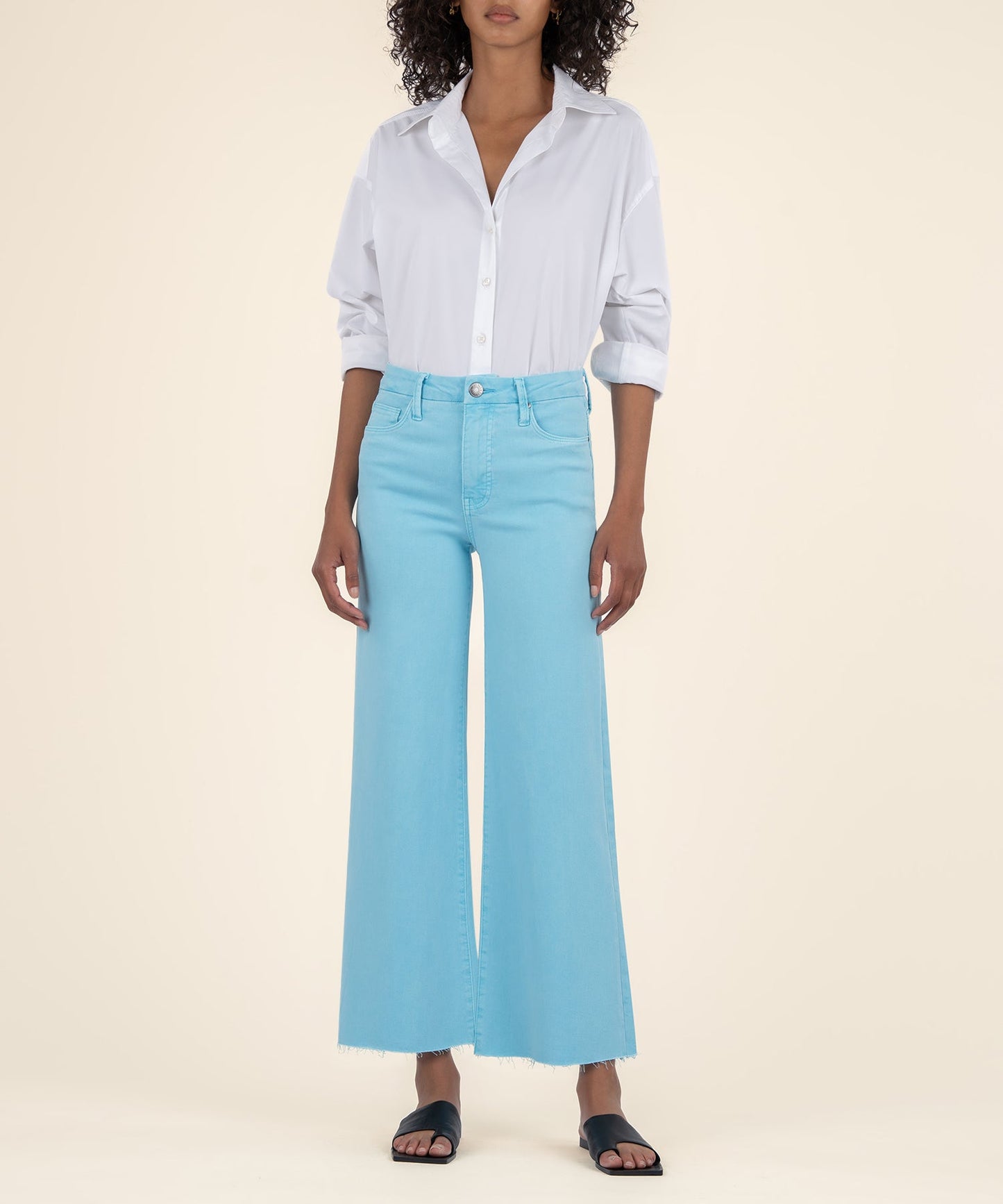 Meg High Rise Fab Ab wide leg/ capri blue