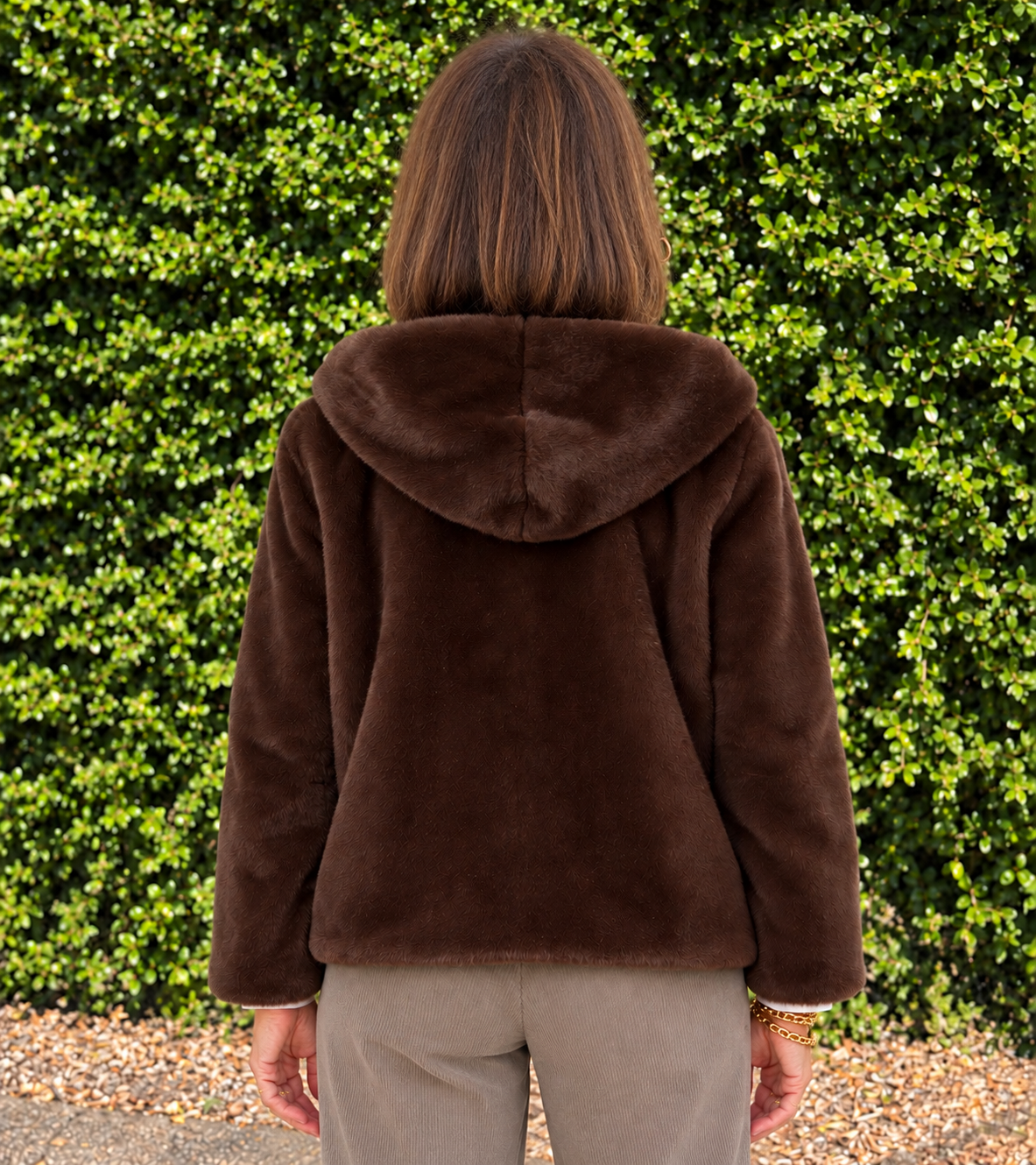 Saskia Faux Fur Jacket/ chocolate