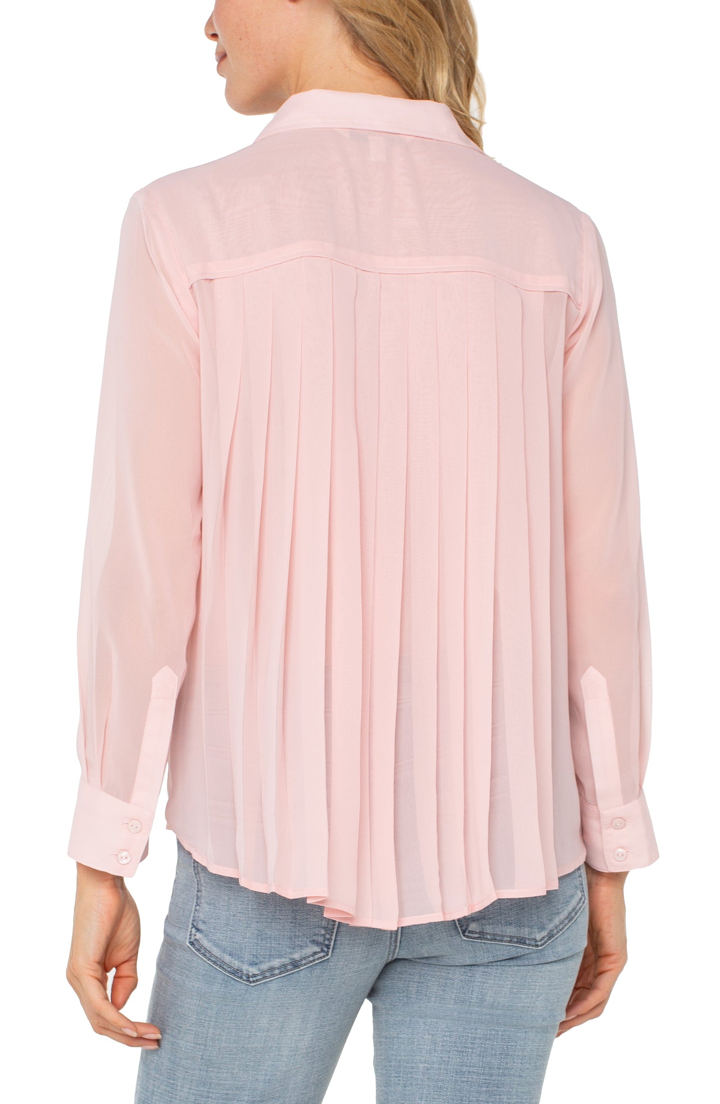 woven shirt with pleat back /soft pink