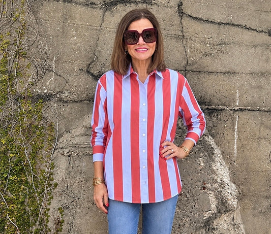 Boyfriend shirt/ Hearth Stripe