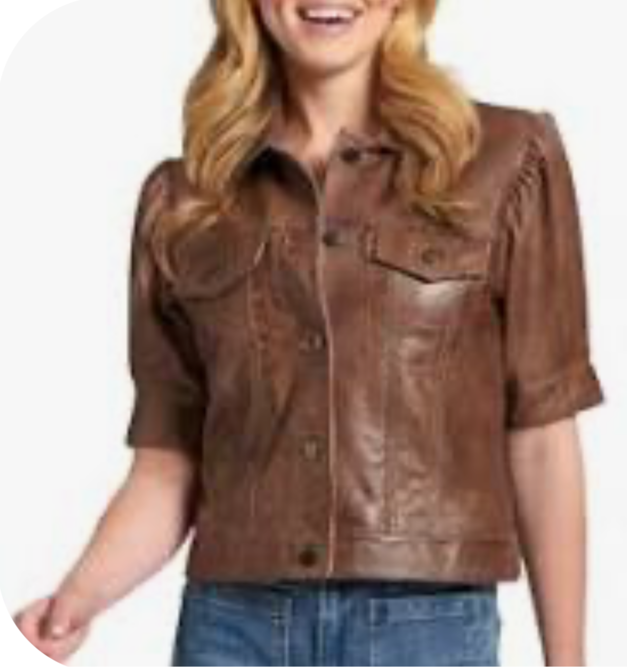 Crop leather jacket/ Stone Brown