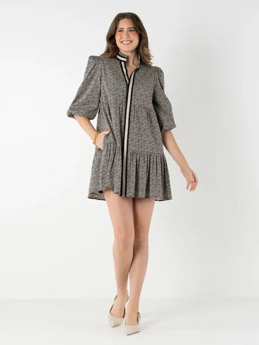 Sadie Dress/ Black tonal monogram