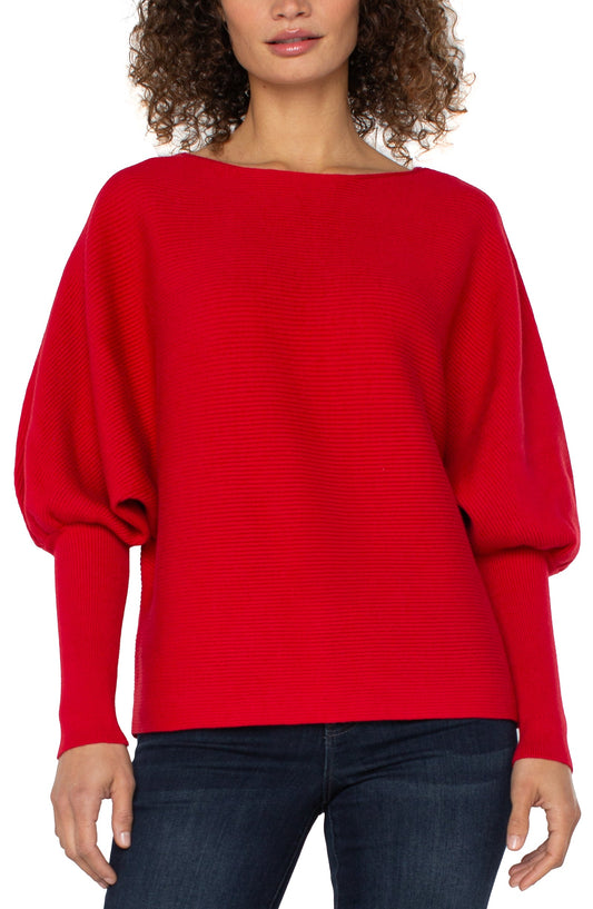 Boat neck top/ tango red