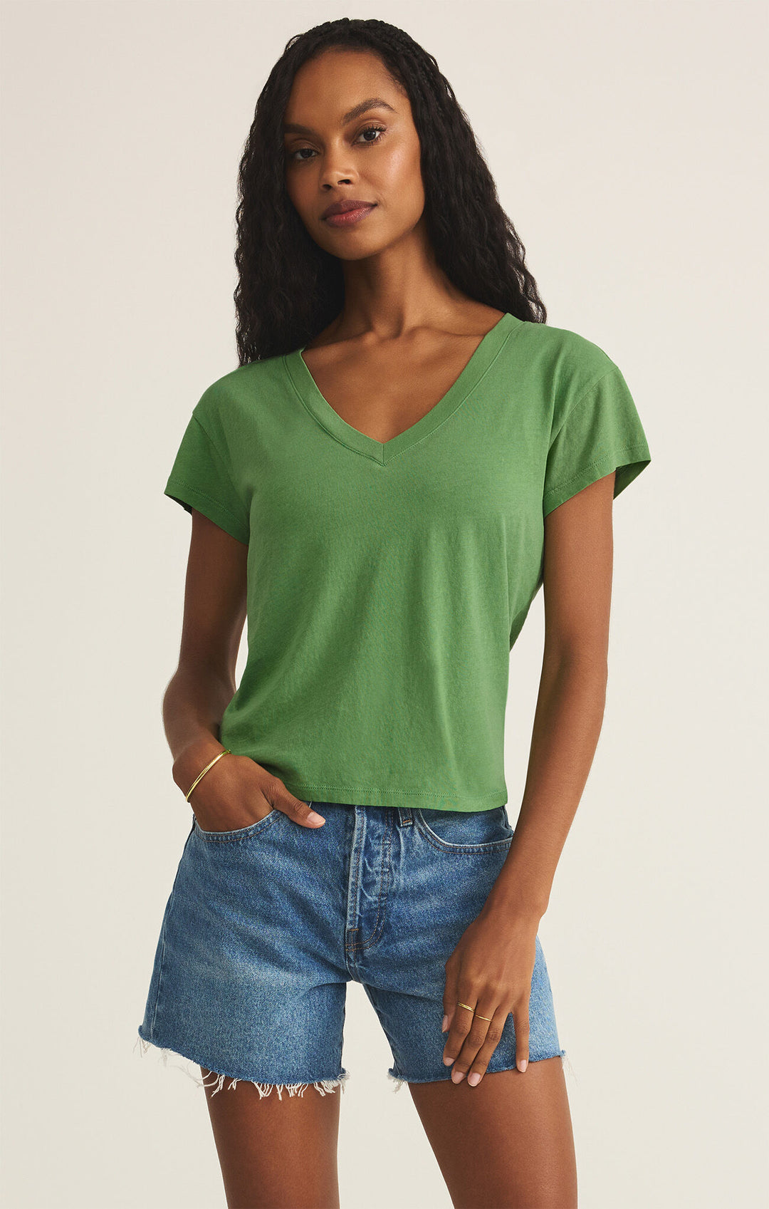 Modern V Neck tee/ lawn