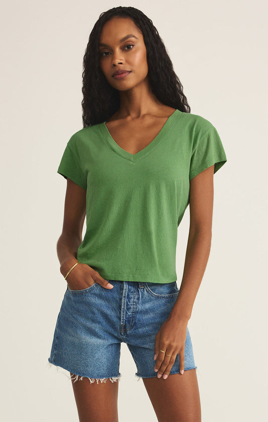 Modern V Neck tee/ lawn