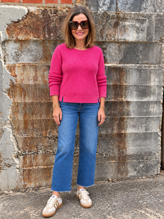 Waffle Solitude Crew/ Fuchsia