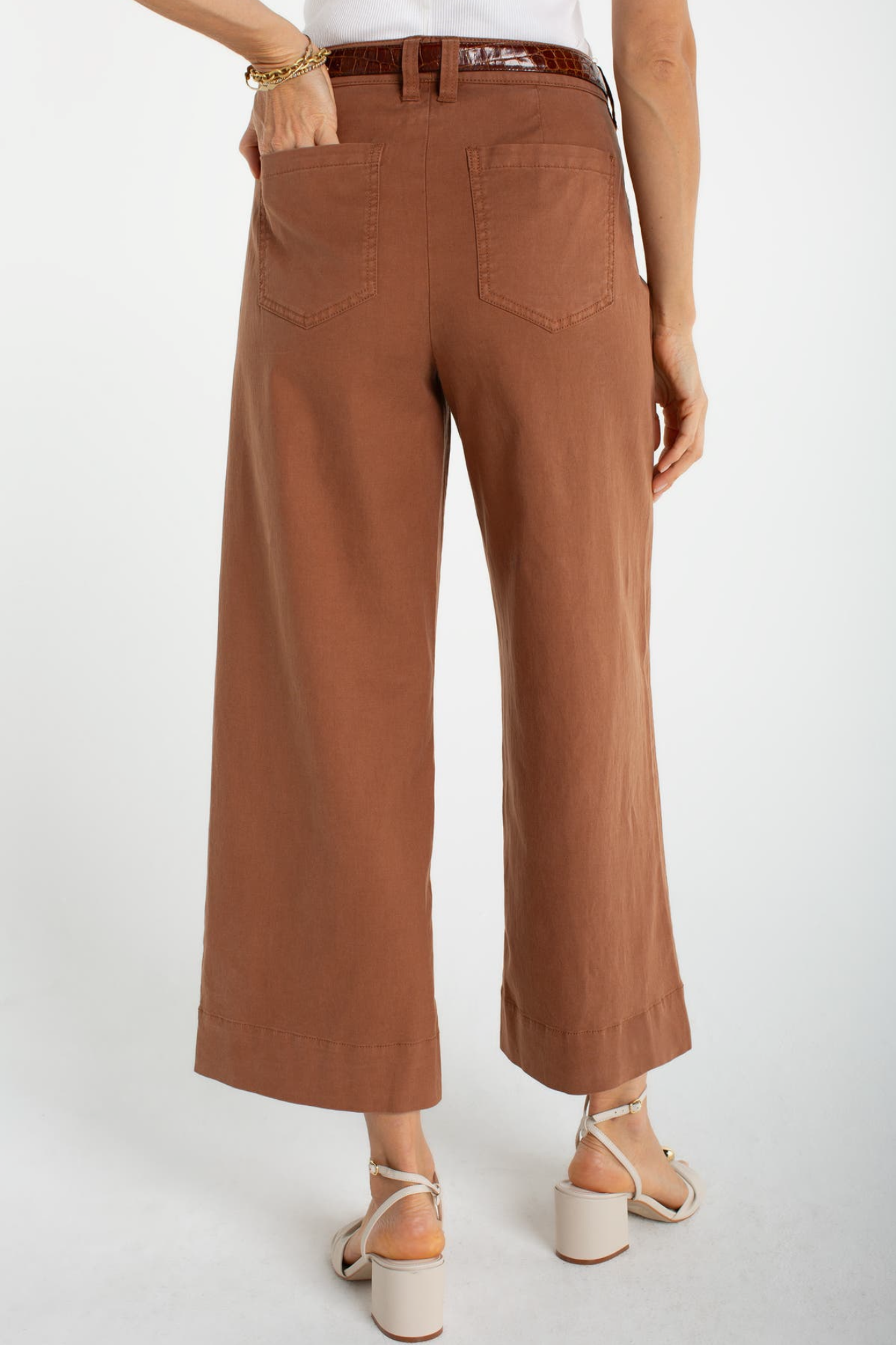 Wide leg crop pant/ mocha brown