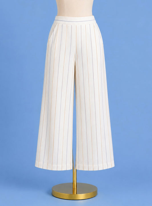 Stripe Pull on wide leg woven