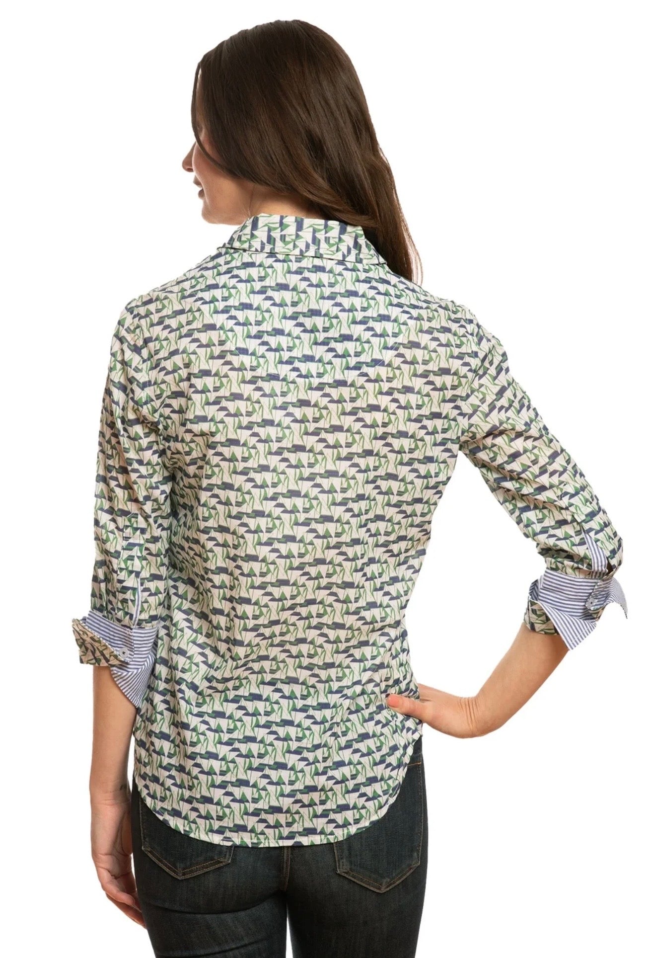 Tizzie 3/4 Sleeve Blouse Little Boats Print