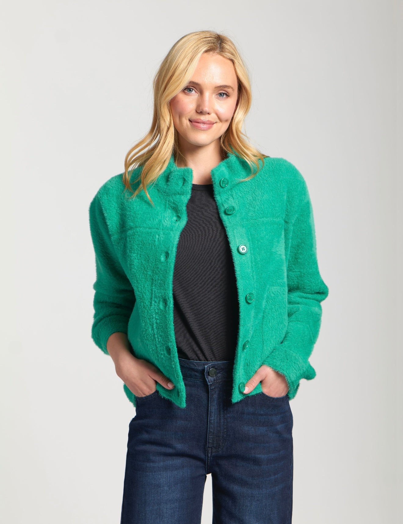 Cozy Patch Pocket Cardigan / Emerald