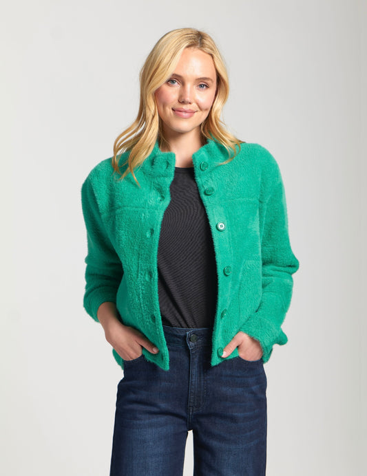 Cozy Patch Pocket Cardigan / Emerald
