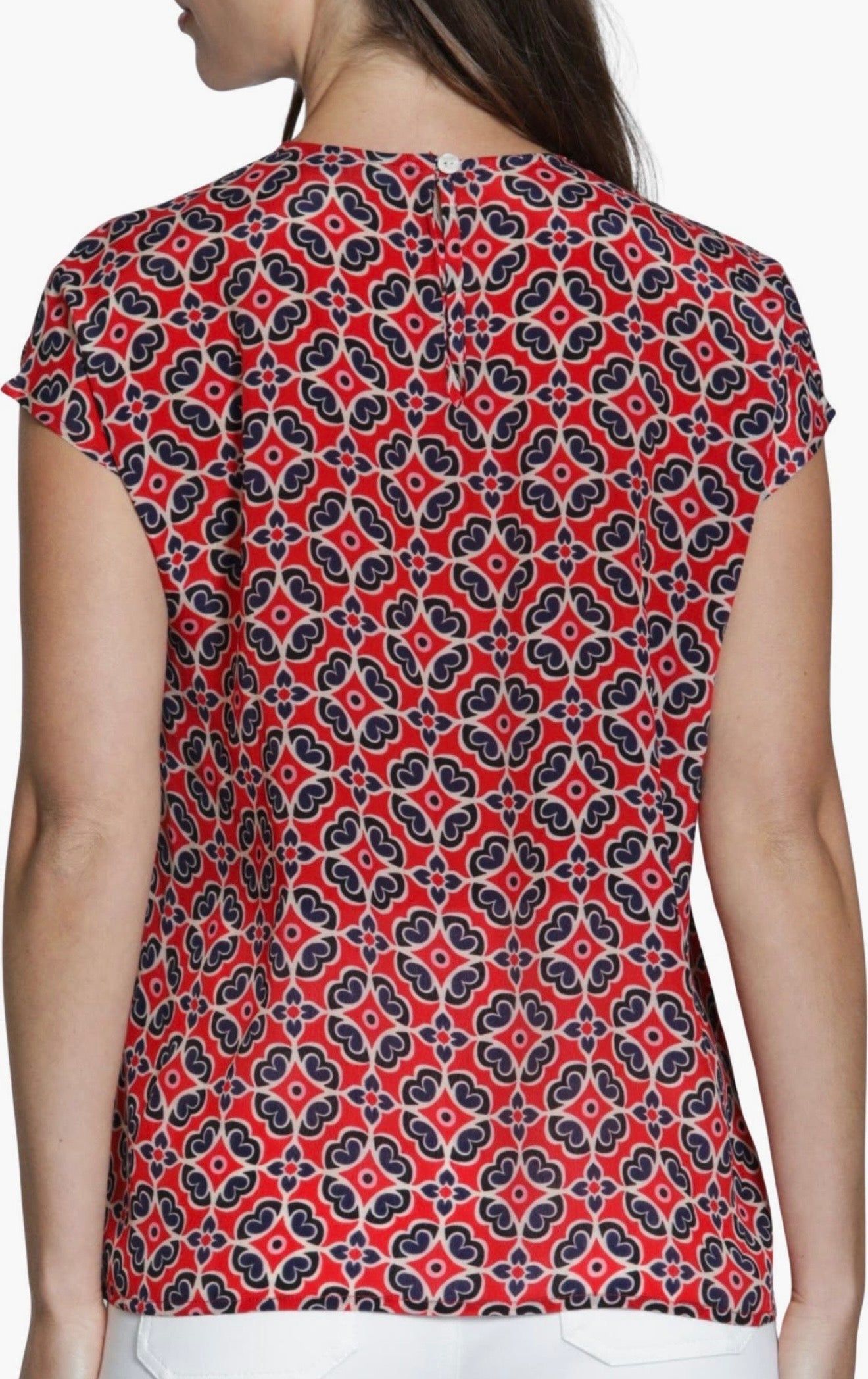 Cap Sleeve Shell top / red multi