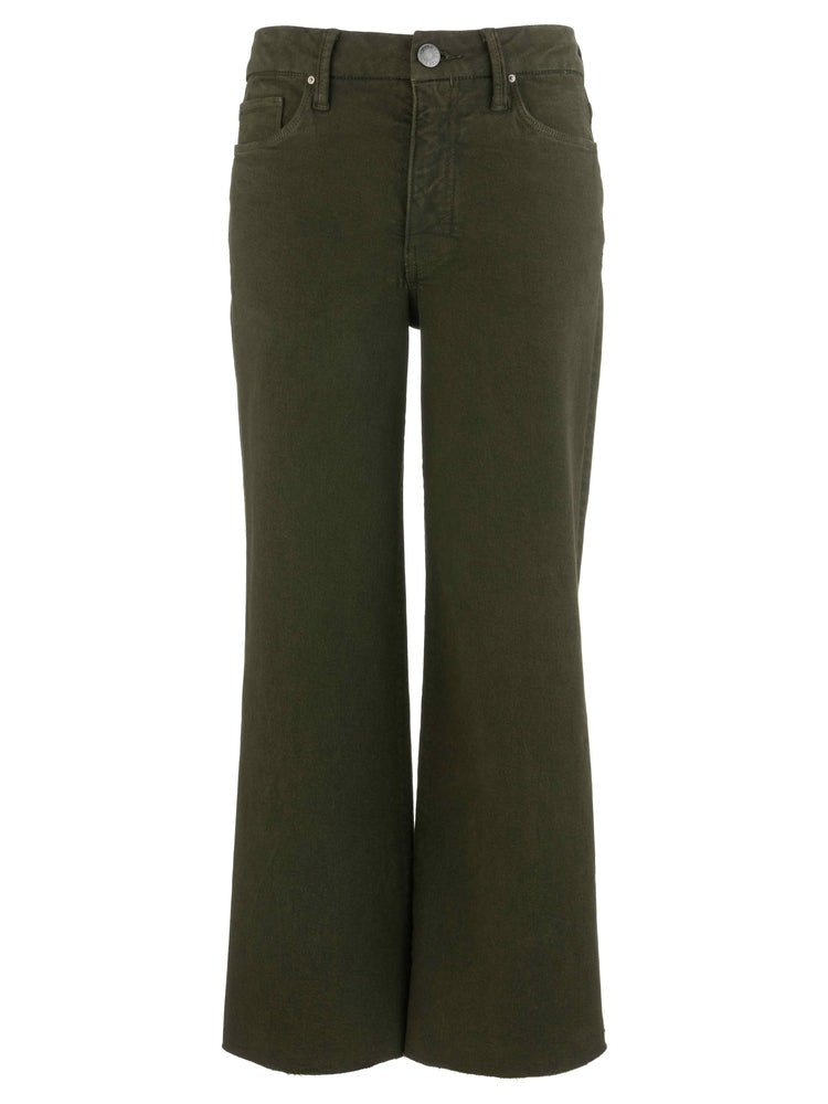 Meg High Rise Fab Ab Wide Leg Raw Hem - Tuscan Olive