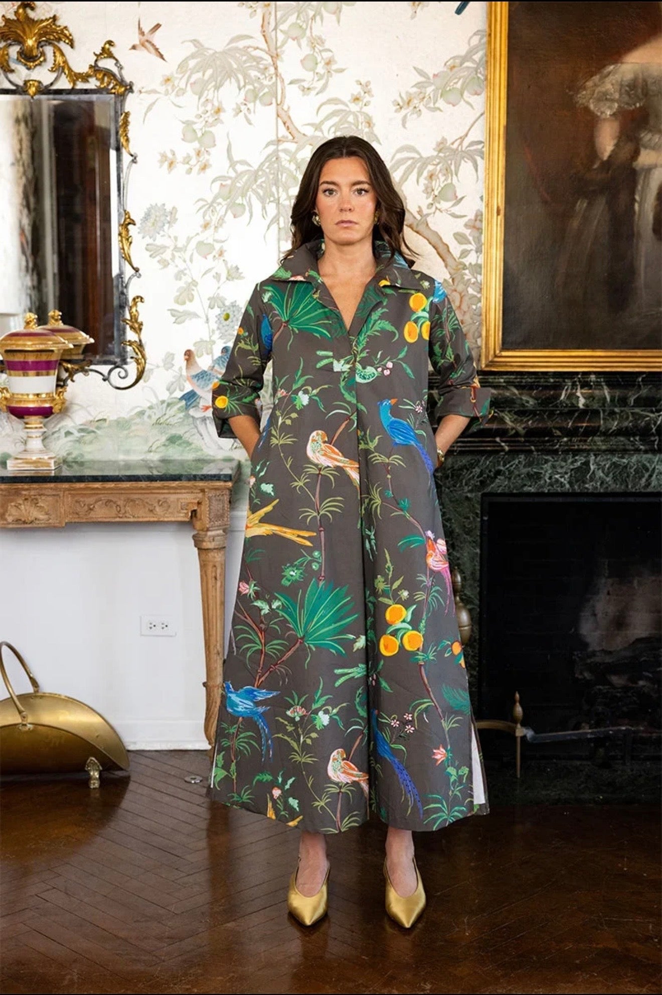Ruthie Shirt Dress long / Feather Frolic