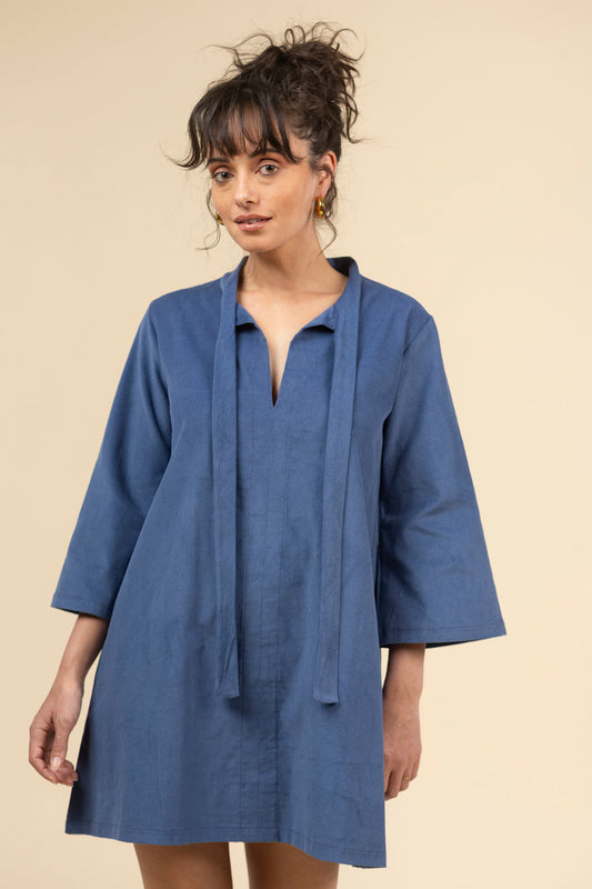 Phoebe Dress/ corduroy in jean blue